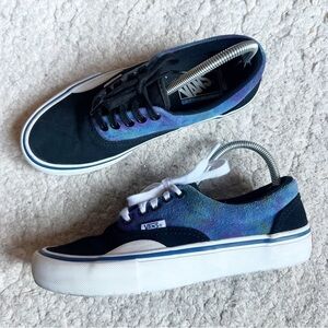 VANS: Men's Ultra Cush Black Purple Blue Galactic Suede Canvas Low Sneakers